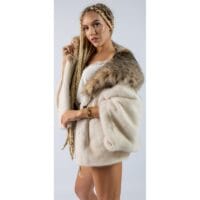 Haină din blană naturală de Vizon / Nurcă, Perla cu Lynx