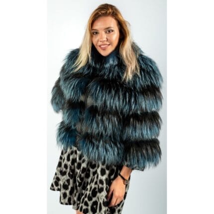 Haină din blană naturală de Vulpe, Argintie 444