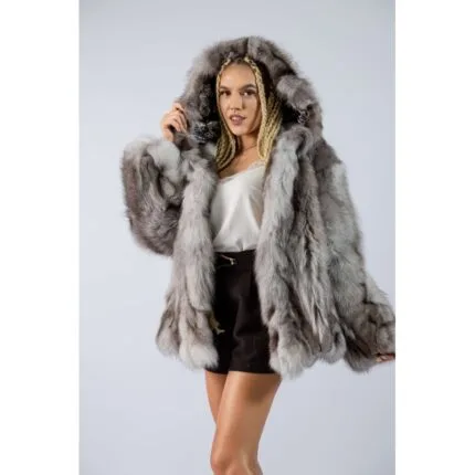 Haină din blană naturală de Vulpe, Blue Fox