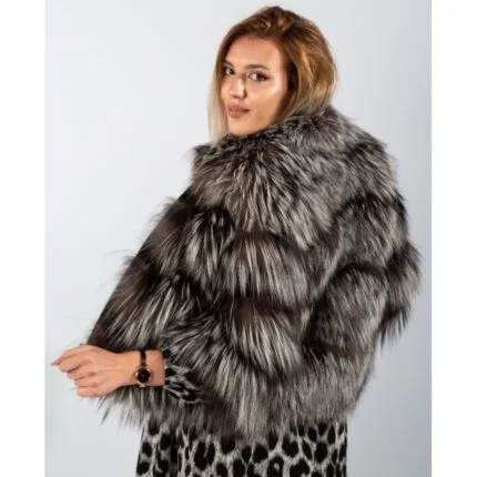 Haină din blană naturală de Vulpe, Silver 444
