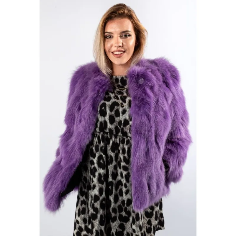 Haină din blană naturală de Vulpe, Violet Katrina