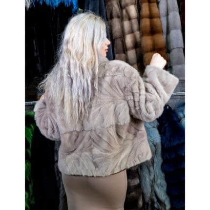 Jachetă din blană naturală de Vizon / Nurcă, Silver