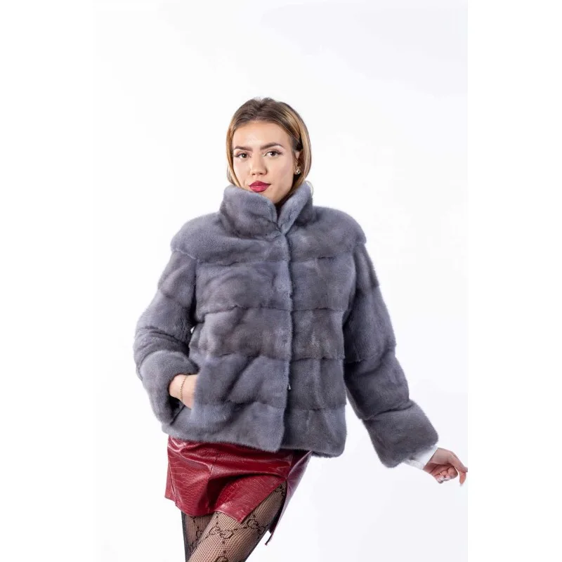 Jachetă din blană naturală de Vizon / Nurcă, Blue Iris 444 Jachetă din blană naturală de Vizon / Nurcă, Blue Iris 444