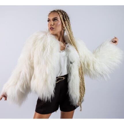 Jachetă din blană naturală de Capră Mongoleză