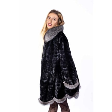 Pelerină din blană naturală de Vizon și Vulpe, Frost